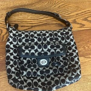Coach Black C pattern shoulder hand Bag purse